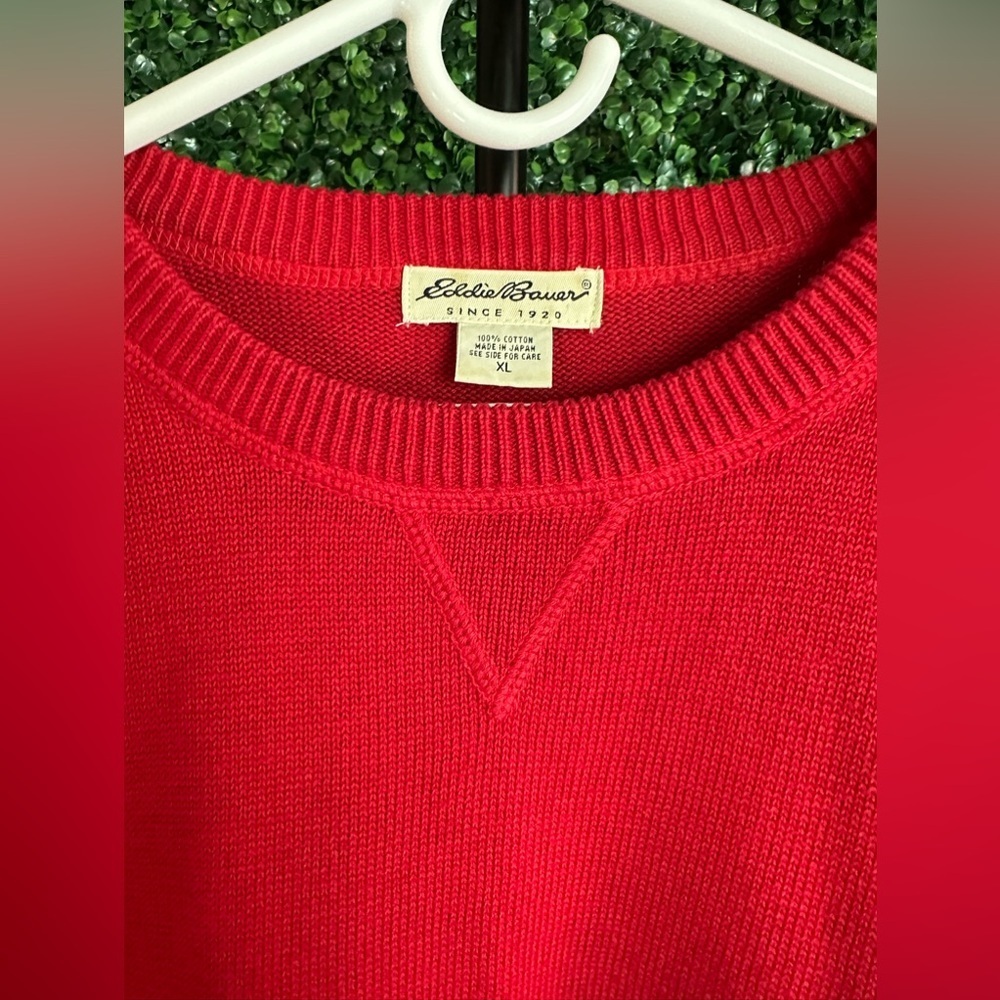 Vintage Eddie Bauer Snowflake Holiday Red/Black Color Block Sweater Size XL - Picture 4 of 5